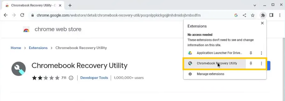 Open the Chromebook Recovery Utility