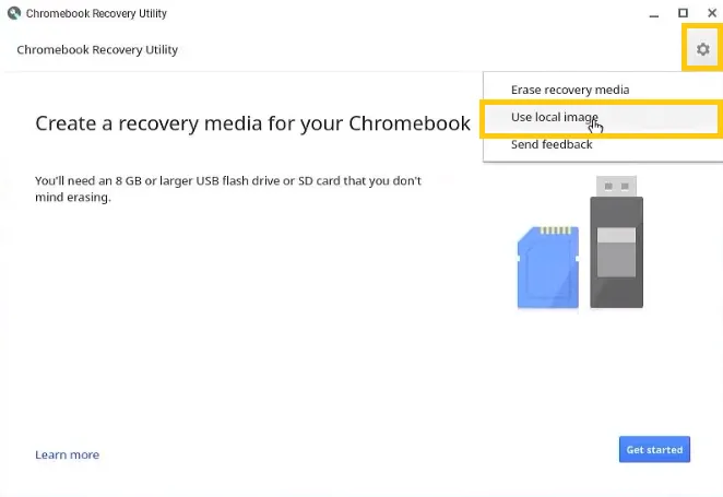 Use local image on Chromebook Recovery Utility